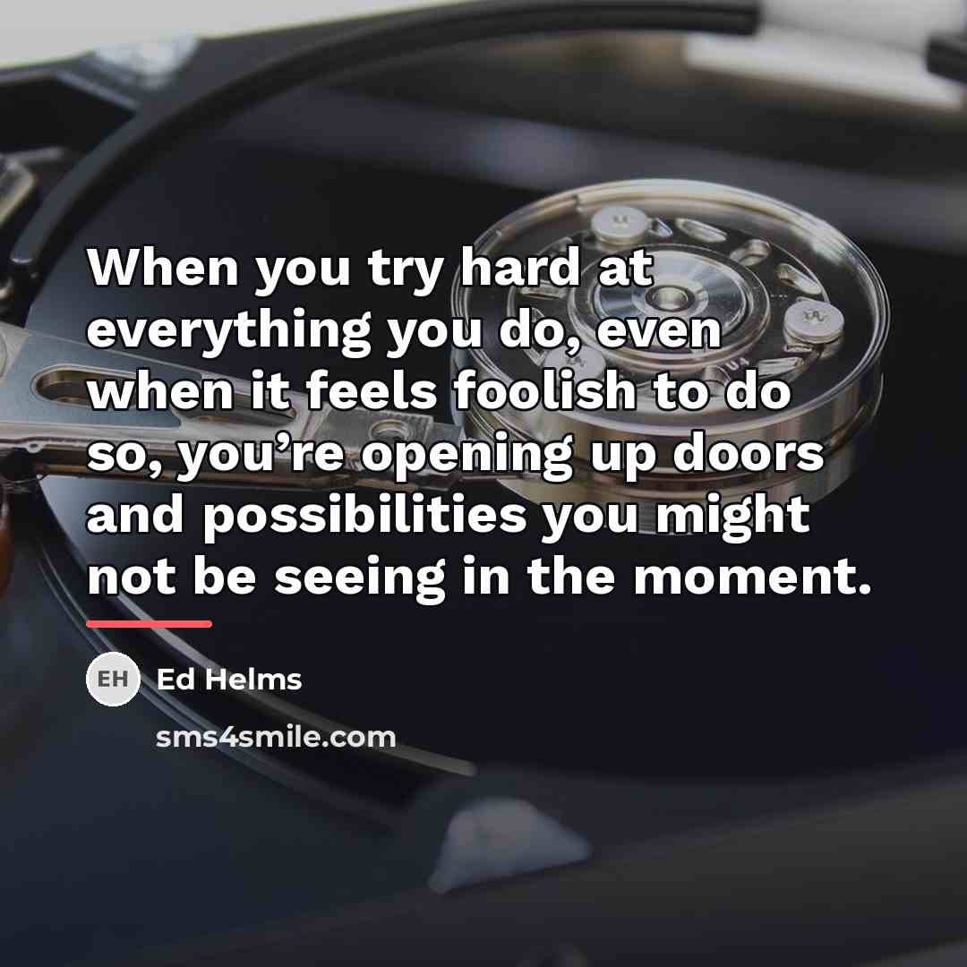 “When you try hard at everything you do, even when…” quote by Ed Helms