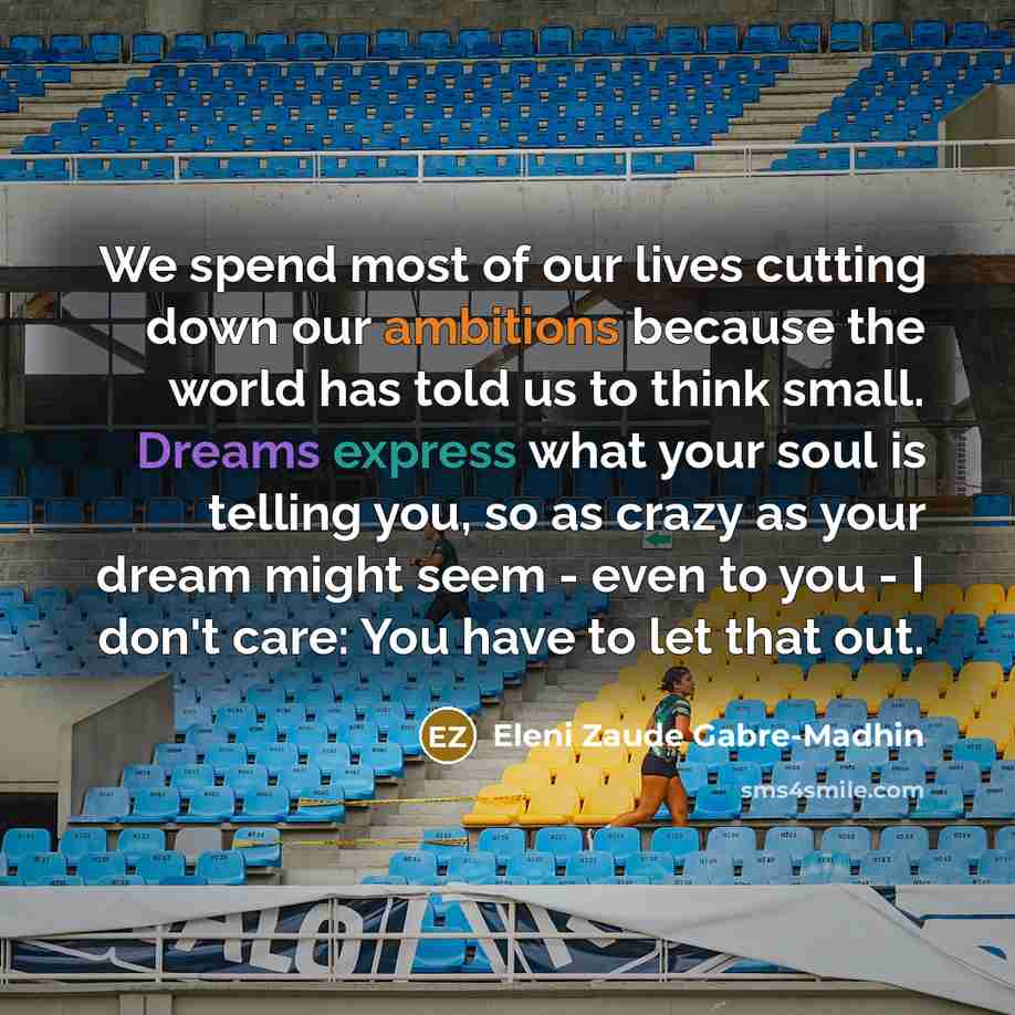 “We spend most of our lives cutting down our ambitions…” quote by Eleni Zaude Gabre-Madhin