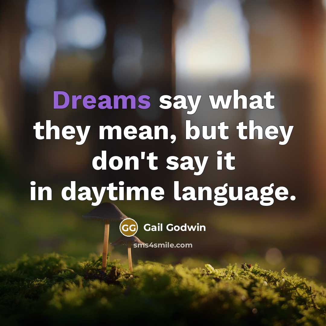 “Dreams say what they mean, but they don't say it…” quote by Gail Godwin