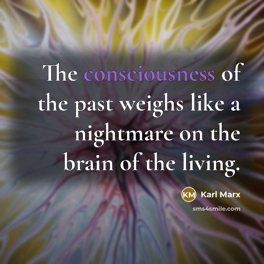“The consciousness of the past weighs like a nightmare on…” quote by Karl Marx