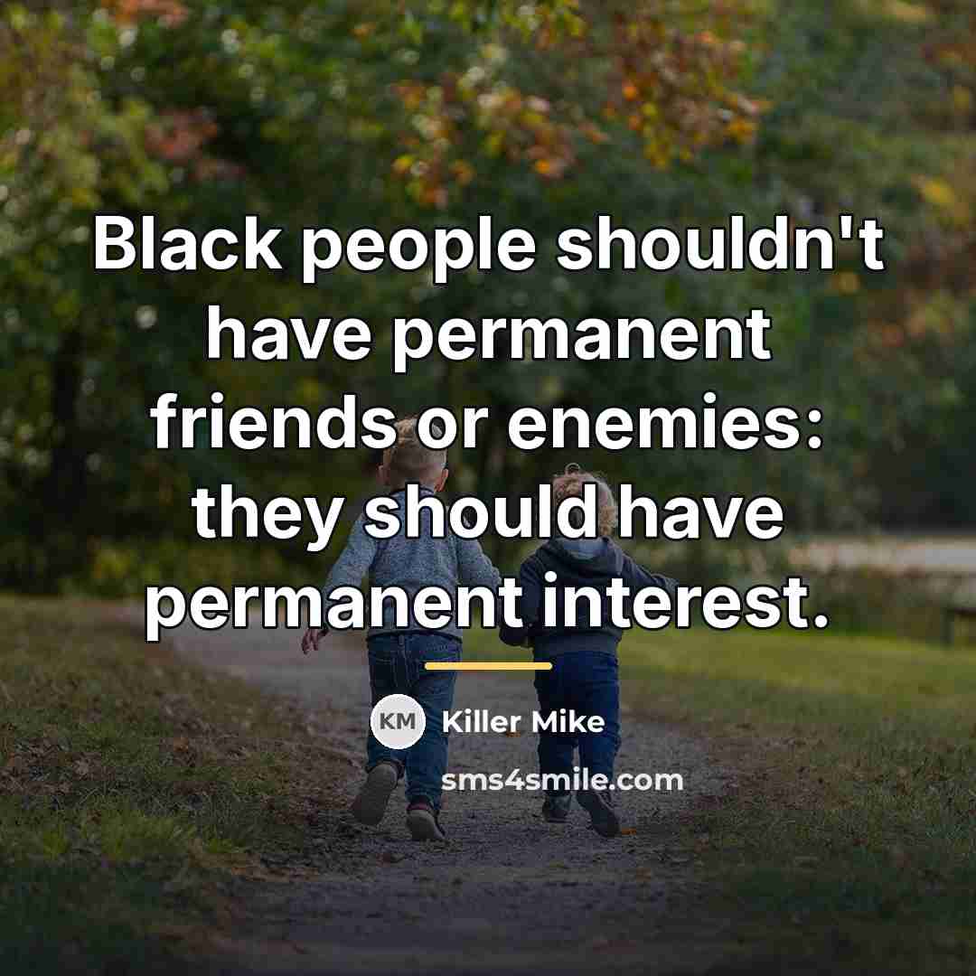 “Black people shouldn't have permanent friends or enemies: they should…” quote by Killer Mike