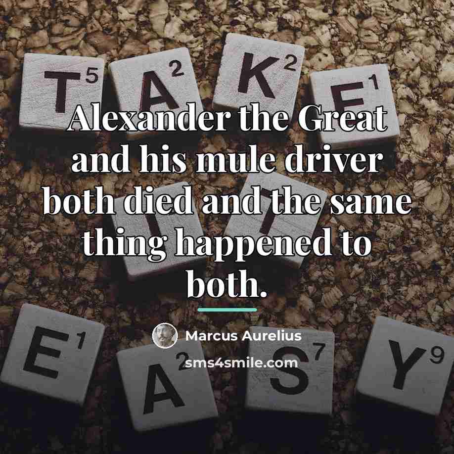 “Alexander the Great and his mule driver both died and…” quote by Marcus Aurelius