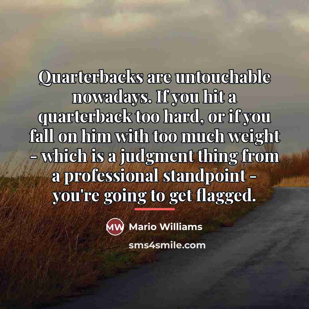 “Quarterbacks are untouchable nowadays. If you hit a quarterback too…” quote by Mario Williams