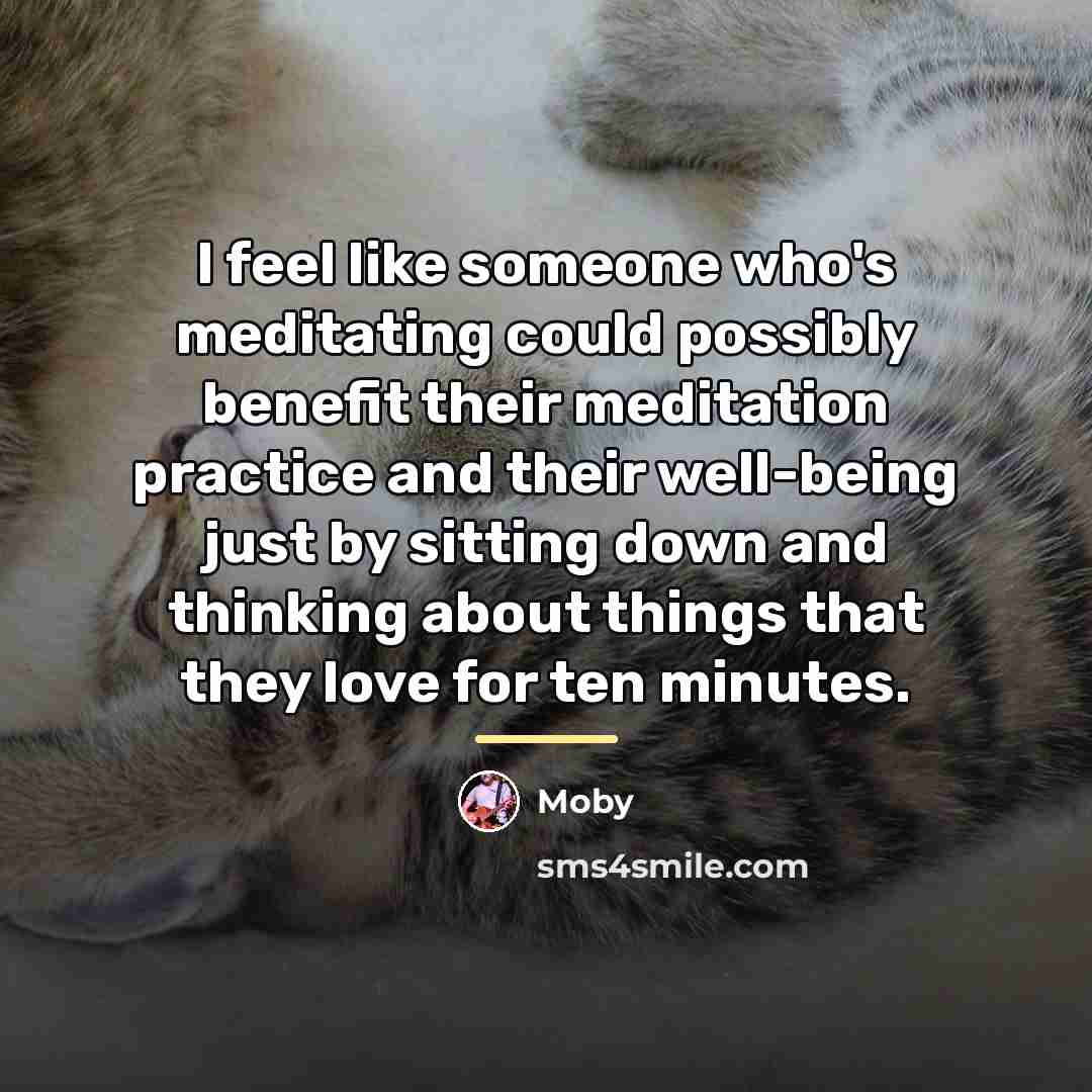 “I feel like someone who's meditating could possibly benefit their…” quote by Moby