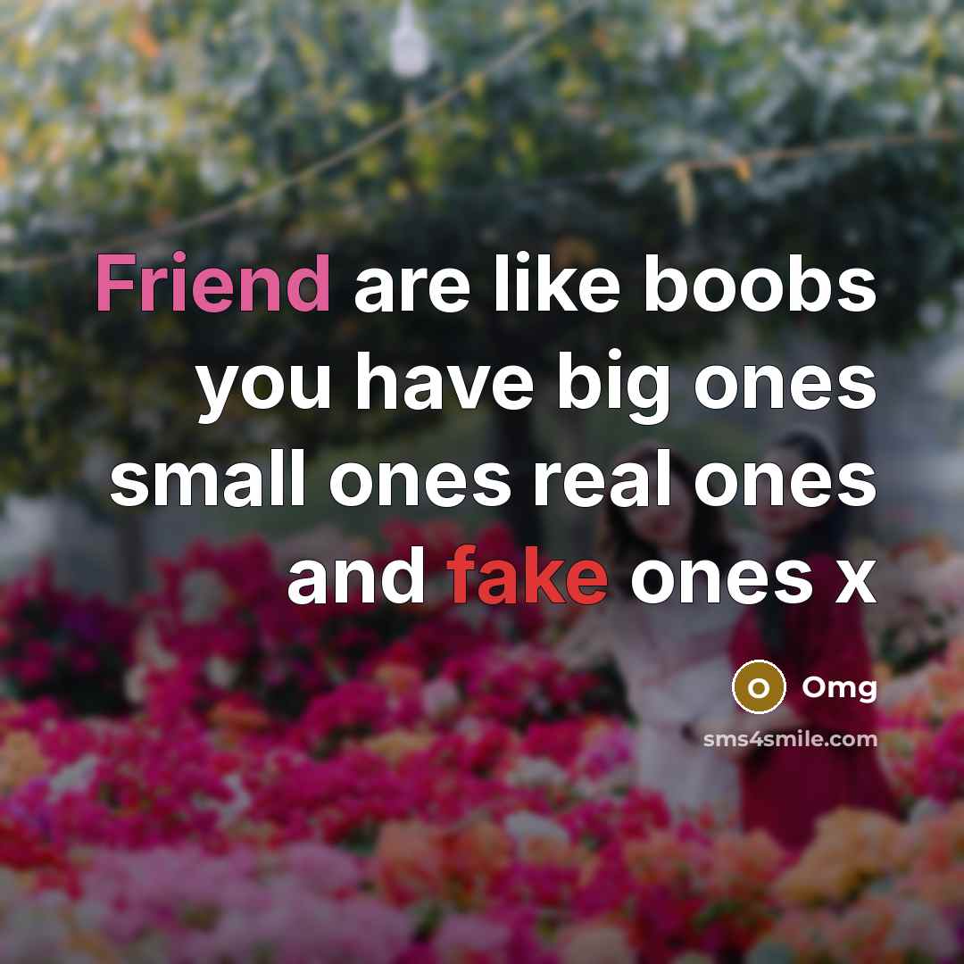 “Friend are like boobs you have big ones small ones real ones and fake ones x” quote by Omg