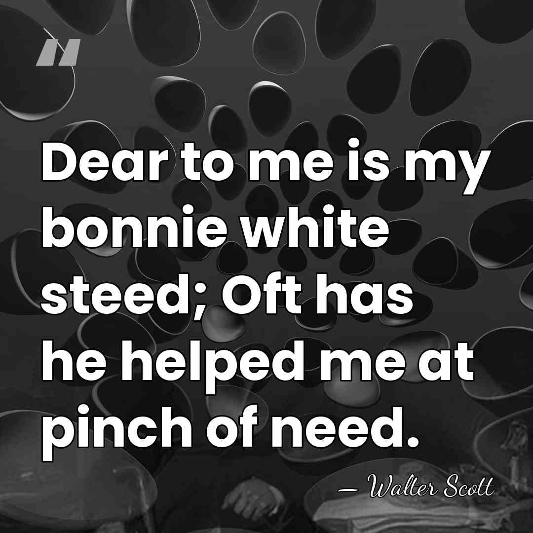 Dear to me is my bonnie white steed; Oft has he helped&hellip; - Walter Scott