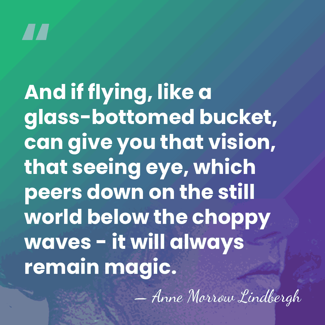 And if flying, like a glass-bottomed bucket, can give you that vision,&hellip; - Anne Morrow Lindbergh