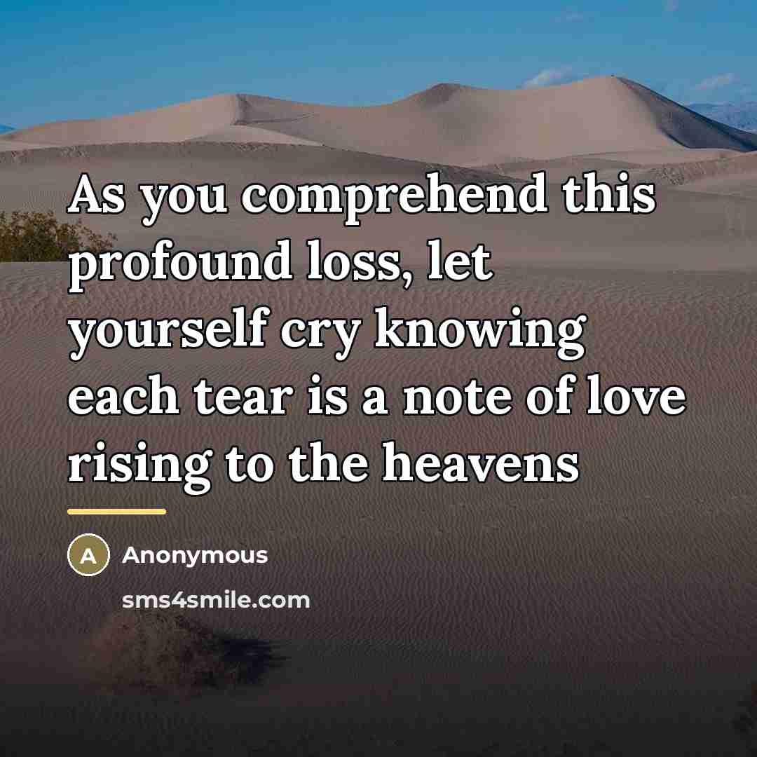 “As you comprehend this profound loss, let yourself cry knowing…” quote by Anonymous