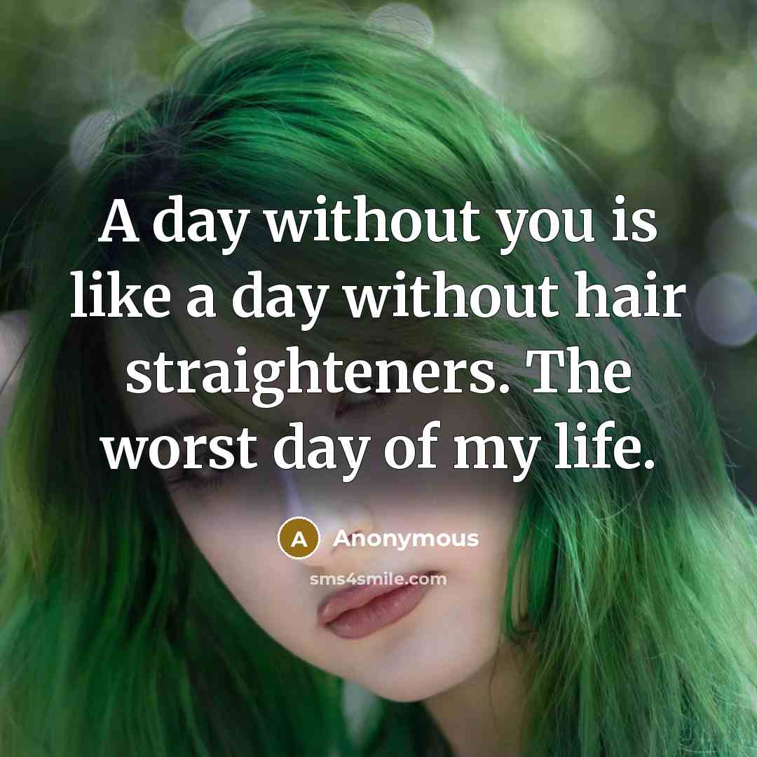 “A day without you is like a day without hair straighteners. The worst day of my life.” quote by Anonymous