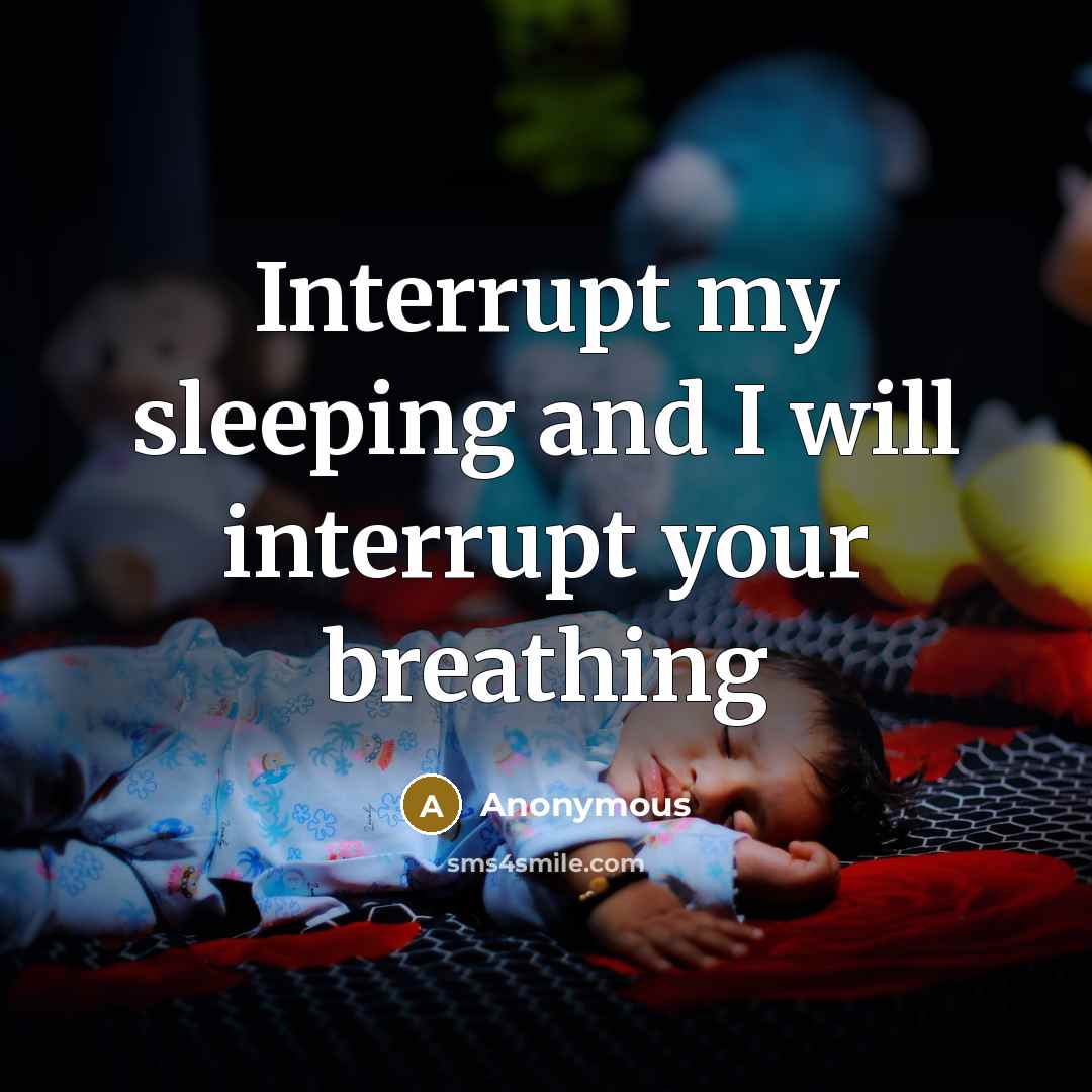 “Interrupt my sleeping and I will interrupt your breathing” quote by Anonymous