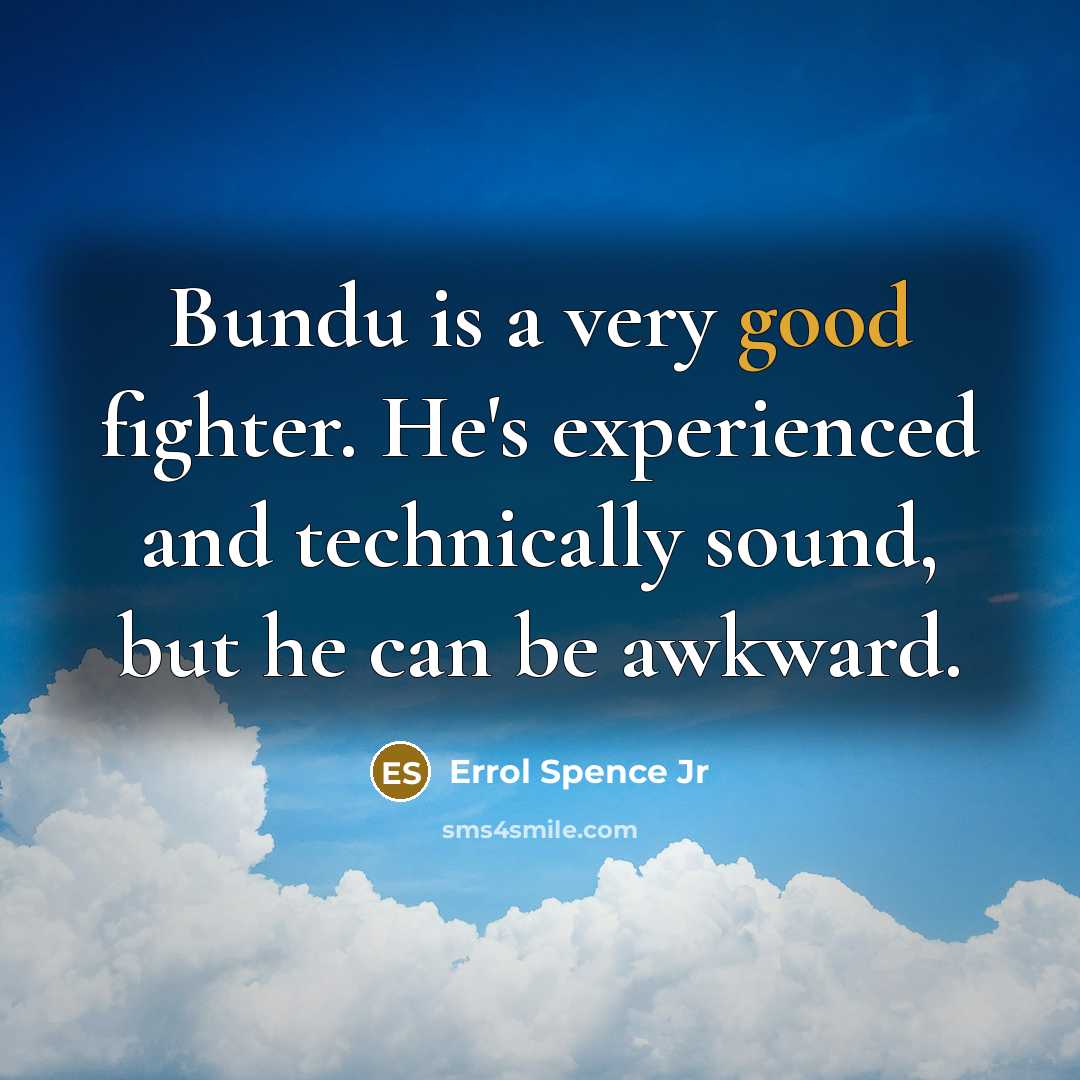 “Bundu is a very good fighter. He's experienced and technically…” quote by Errol Spence Jr
