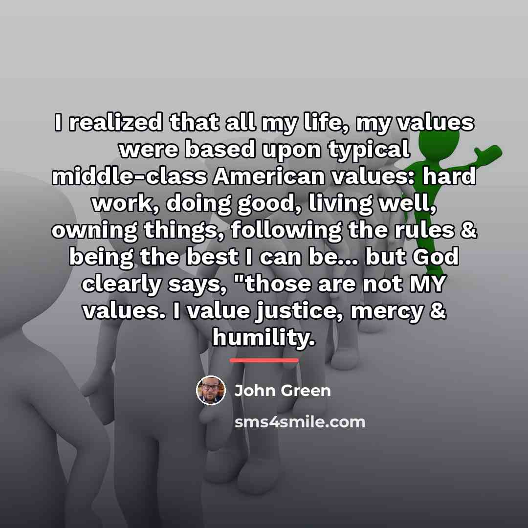 “I realized that all my life, my values were based…” quote by John Green
