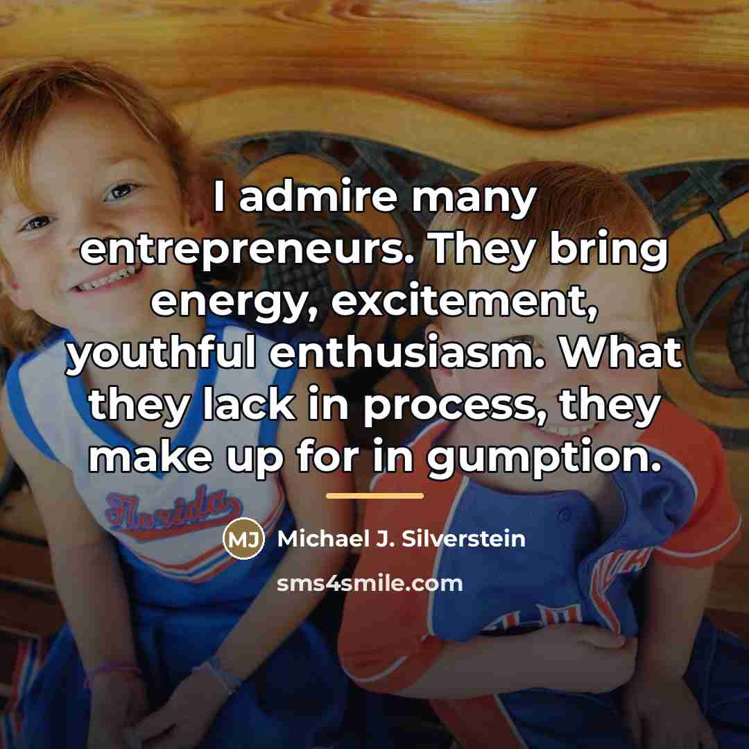 “I admire many entrepreneurs. They bring energy, excitement, youthful enthusiasm.…” quote by Michael J. Silverstein