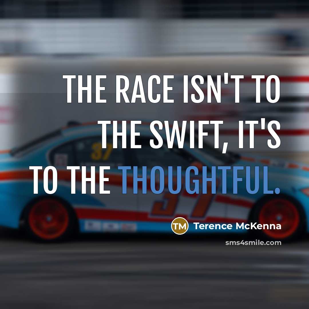 “The race isn't to the swift, it's to the thoughtful.…” quote by Terence McKenna