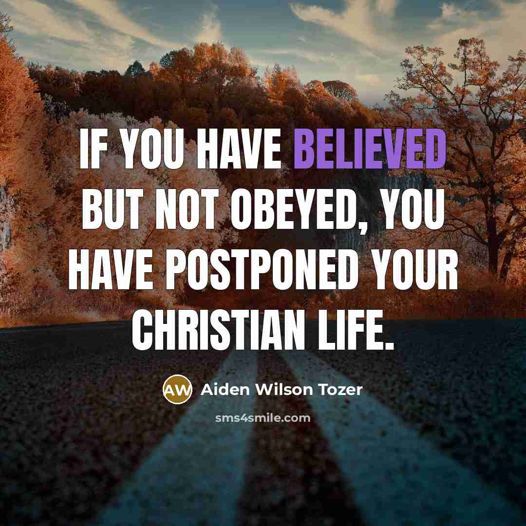 “If you have believed but not obeyed, you have postponed…” quote by Aiden Wilson Tozer
