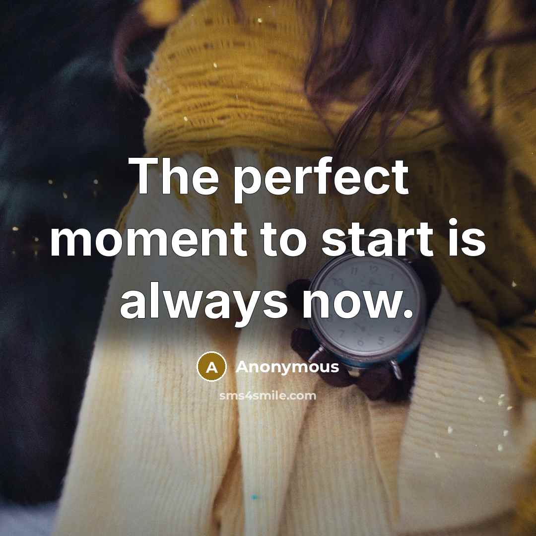 “The perfect moment to start is always now.…” quote by Anonymous