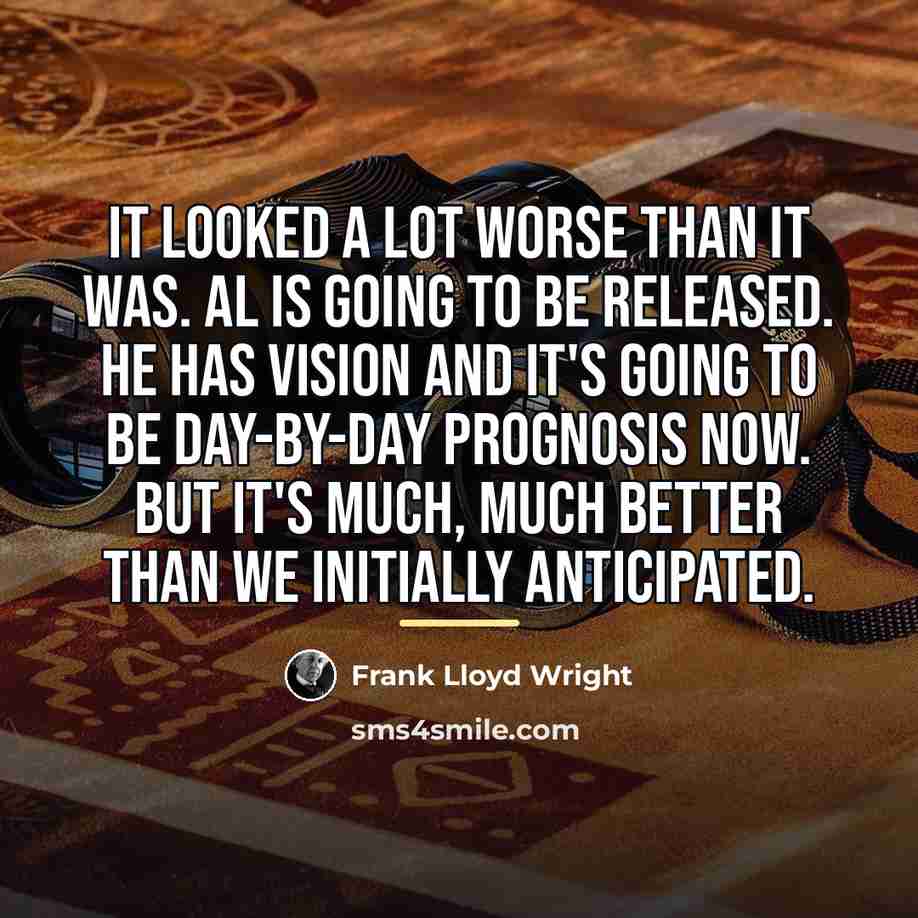 “It looked a lot worse than it was. Al is…” quote by Frank Lloyd Wright