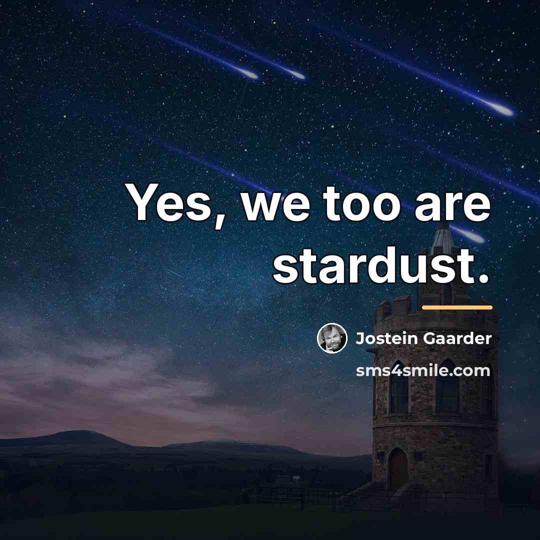 “Yes, we too are stardust.…” quote by Jostein Gaarder