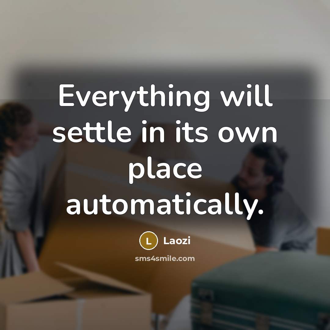 “Everything will settle in its own place automatically.” quote by Laozi