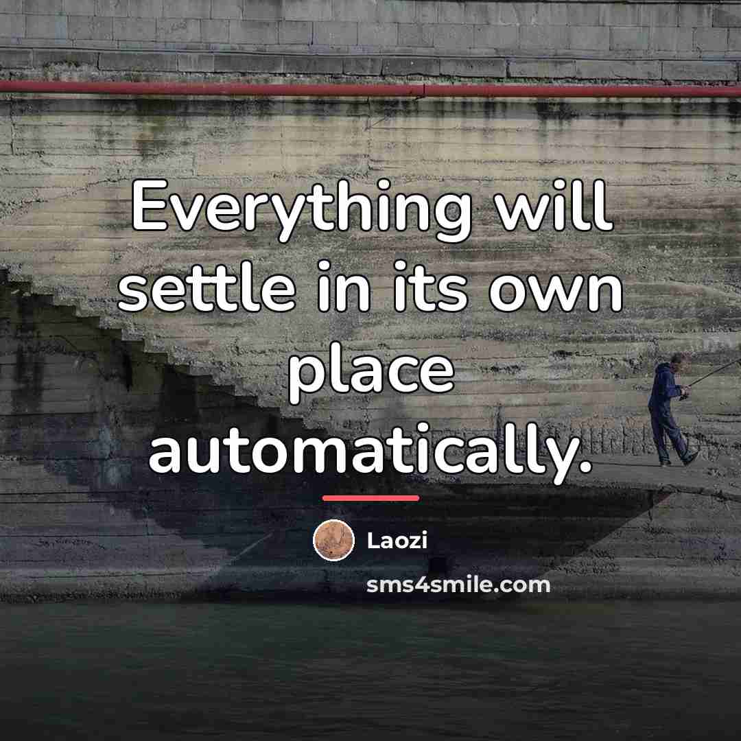 “Everything will settle in its own place automatically.…” quote by Laozi