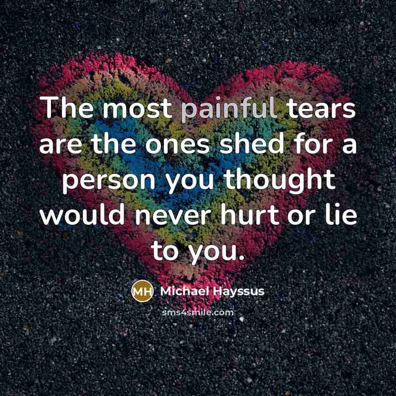 “The most painful tears are the ones shed for a…” quote by Michael Hayssus