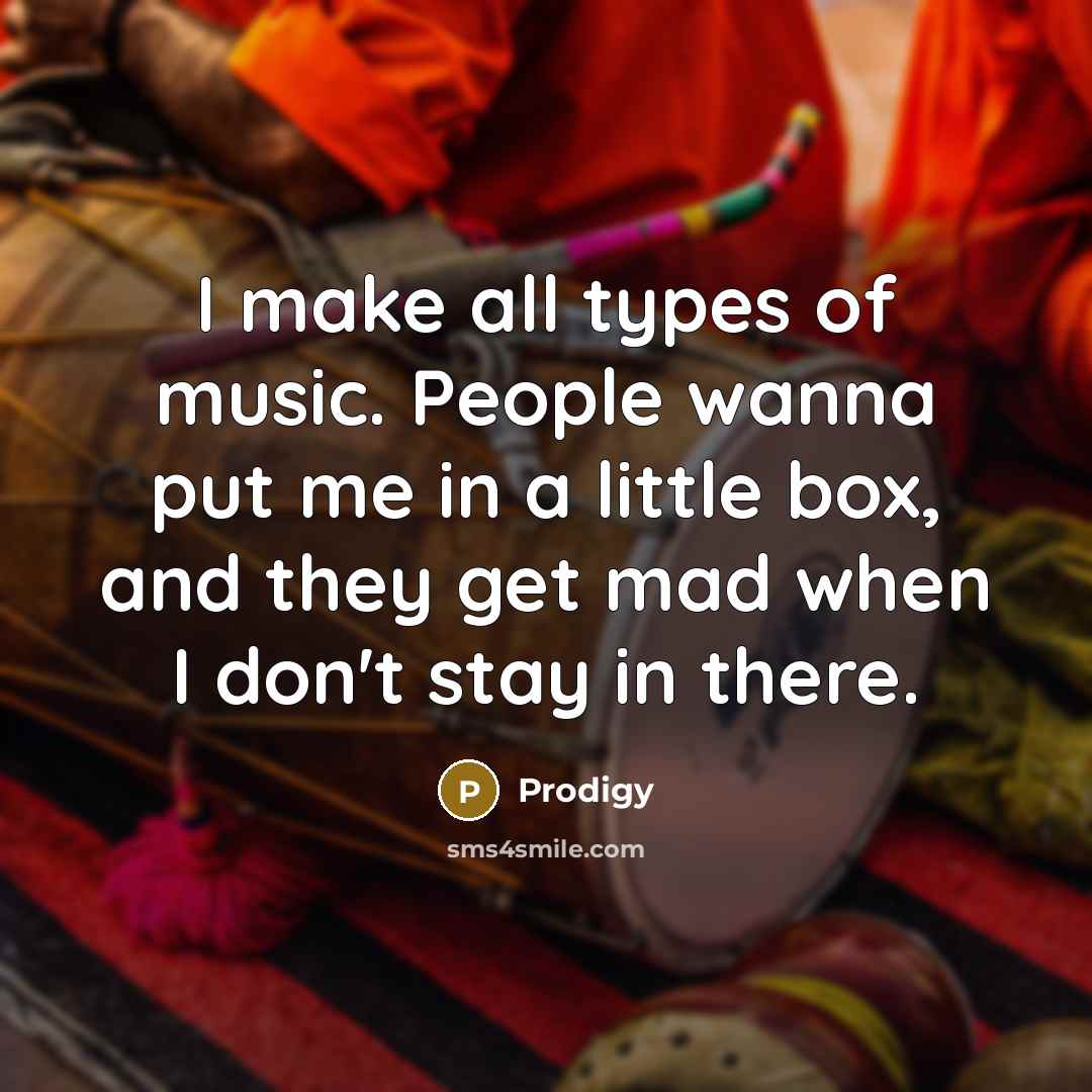 “I make all types of music. People wanna put me…” quote by Prodigy