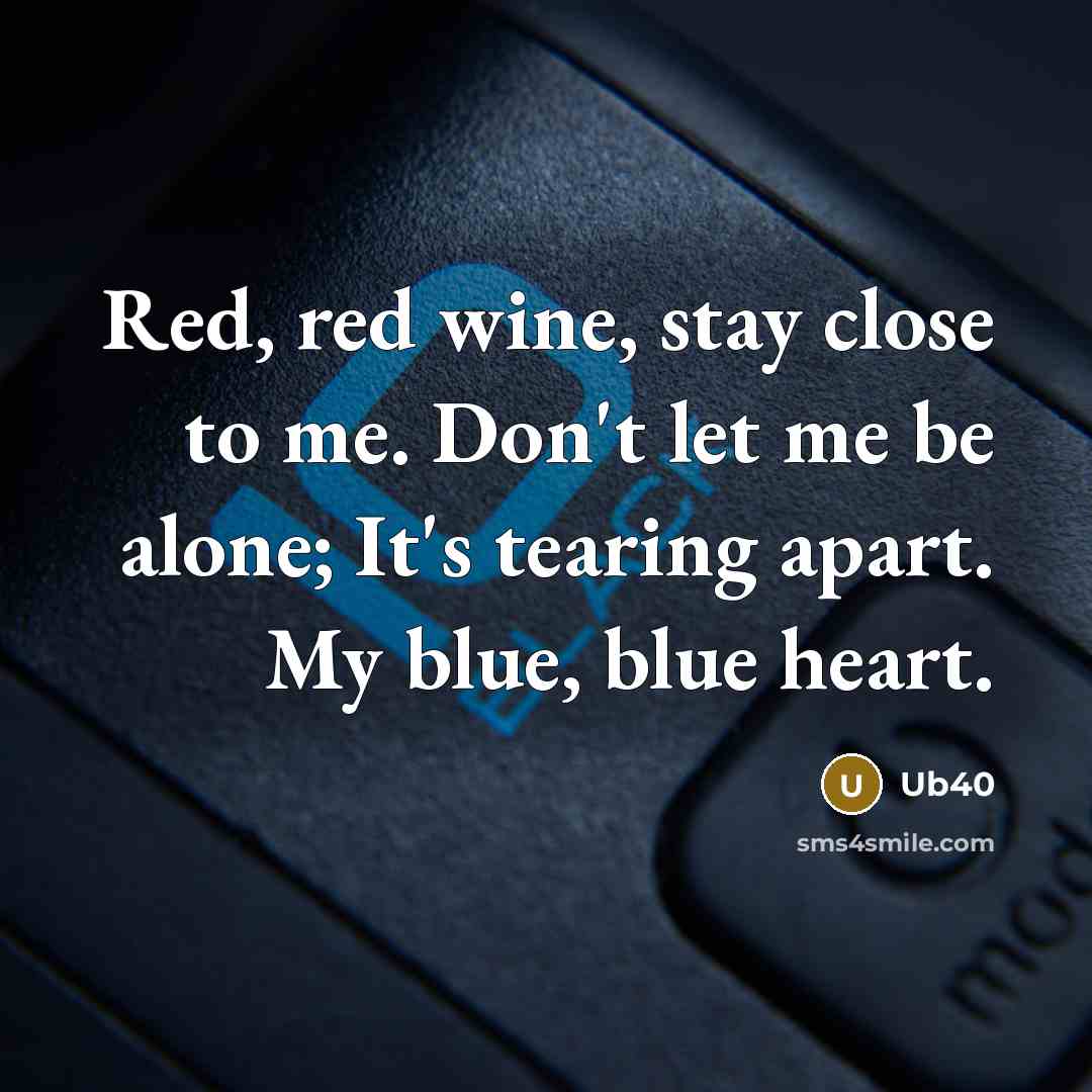 “Red, red wine, stay close to me. Don't let me…” quote by Ub40