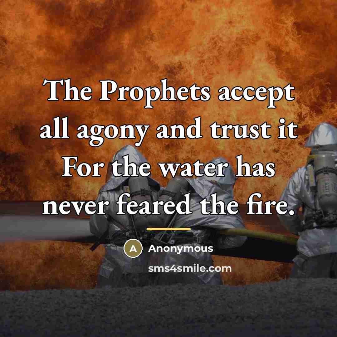 “The Prophets accept all agony and trust it For the…” quote by Anonymous