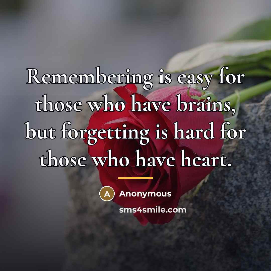 “Remembering is easy for those who have brains, but forgetting…” quote by Anonymous