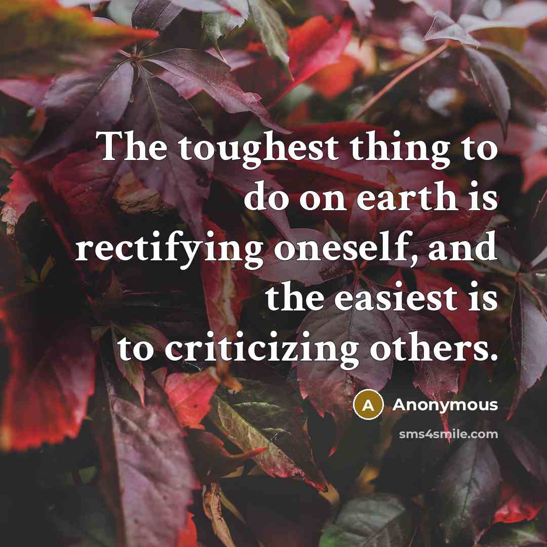 “The toughest thing to do on earth is rectifying oneself,…” quote by Anonymous