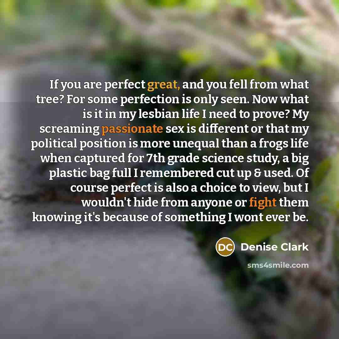 “If you are perfect great, and you fell from what…” quote by Denise Clark