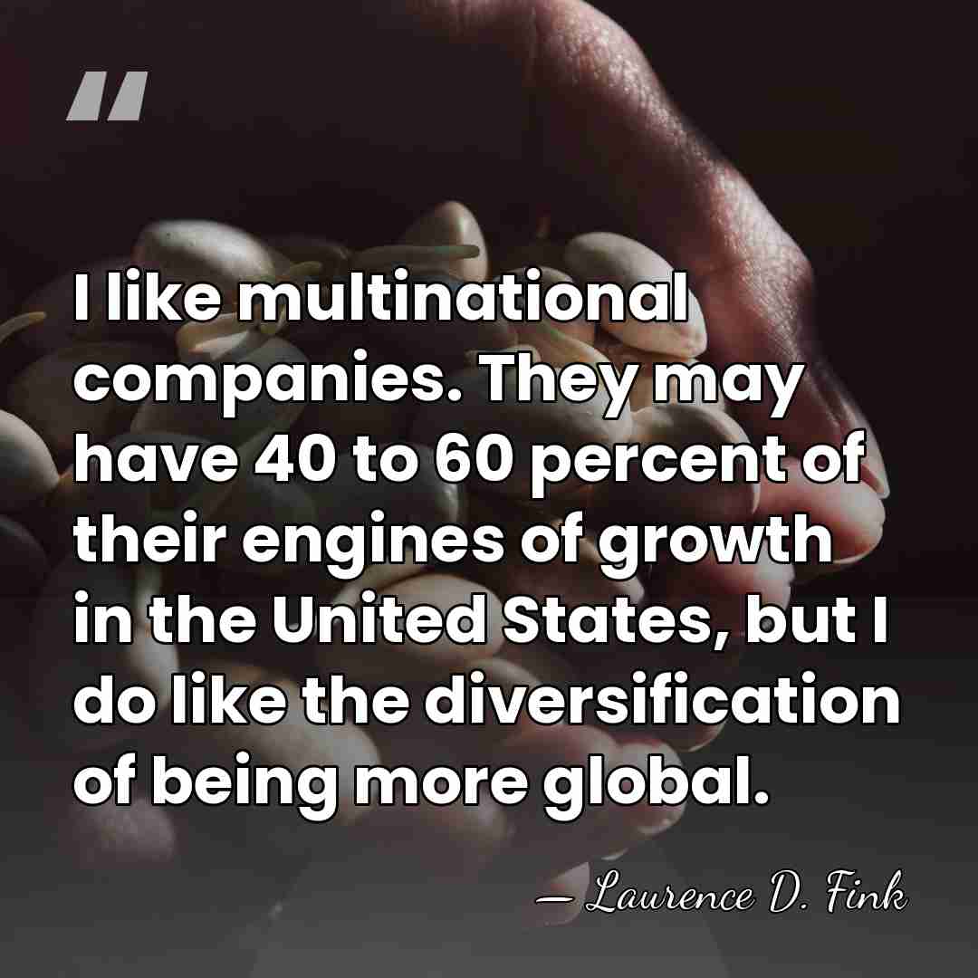 I like multinational companies. They may have 40 to 60 percent of&hellip; - Laurence D. Fink