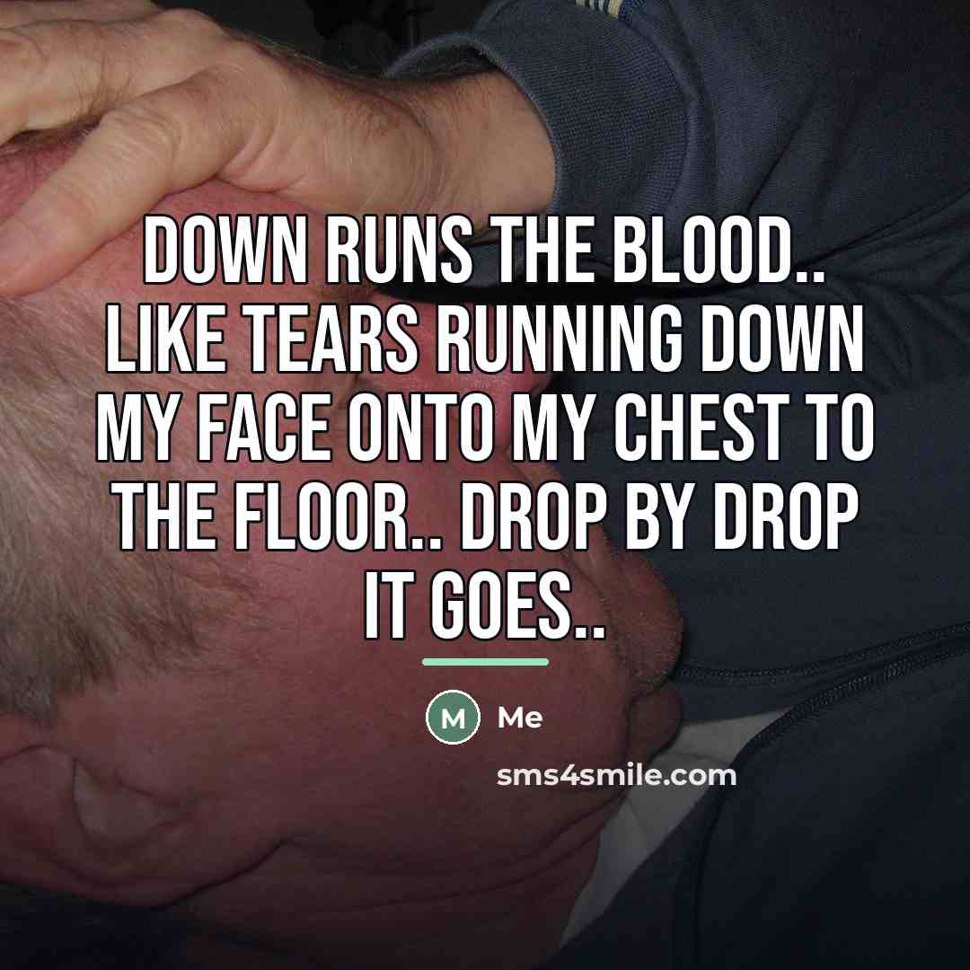 “Down runs the blood.. like tears running down my face…” quote by Me