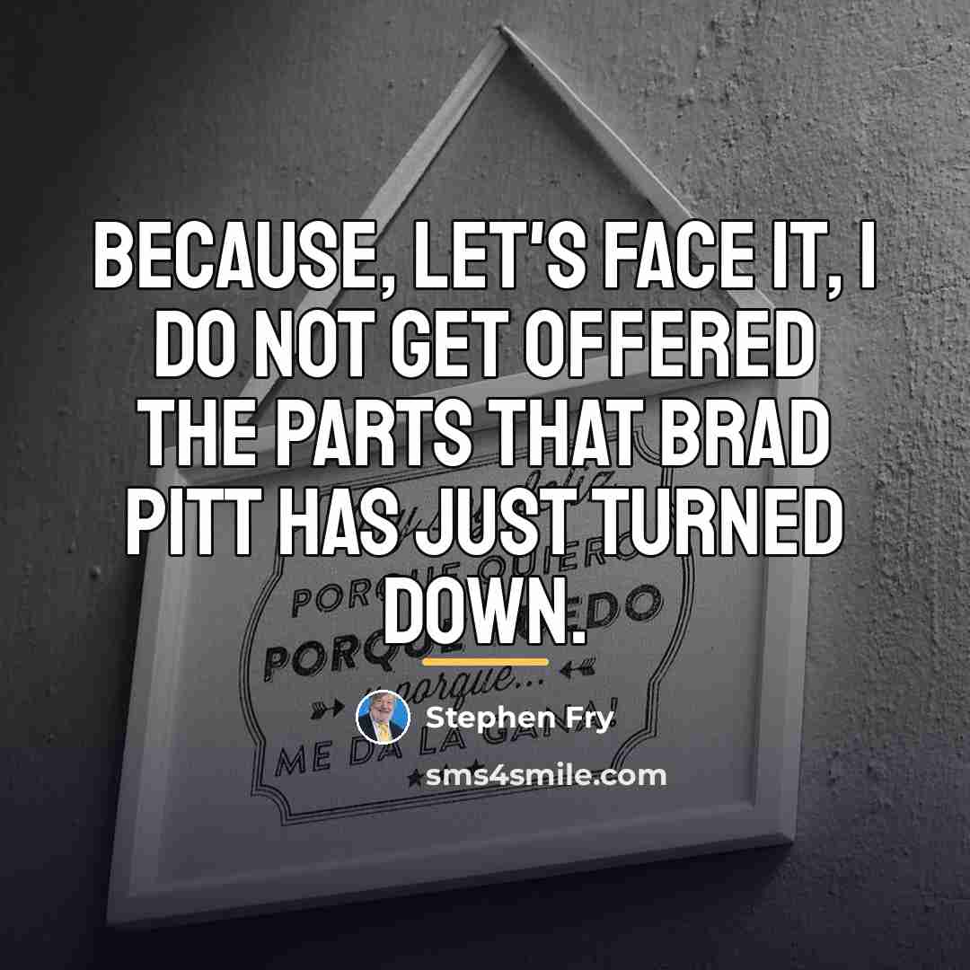 “Because, let's face it, I do not get offered the…” quote by Stephen Fry