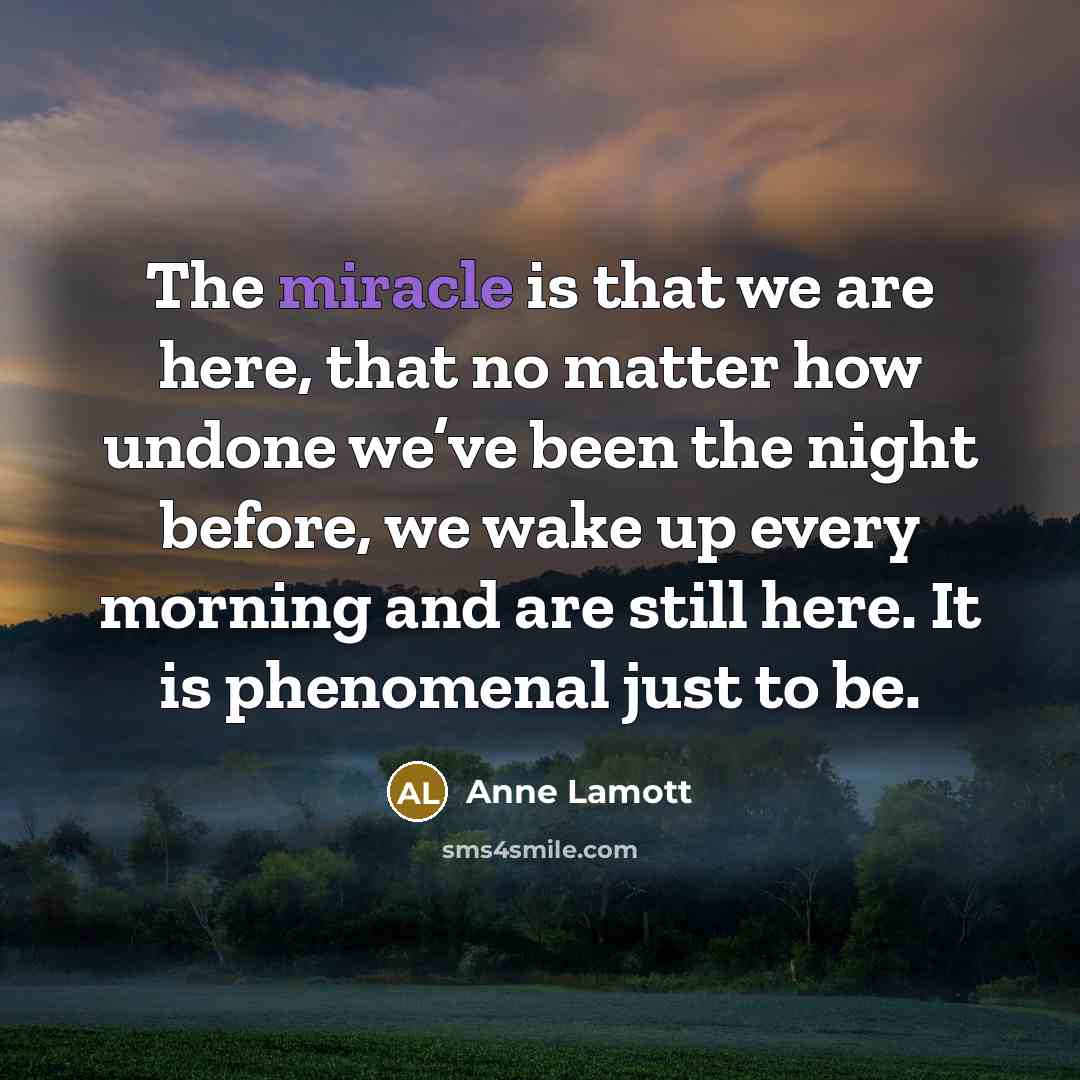 “The miracle is that we are here, that no matter…” quote by Anne Lamott