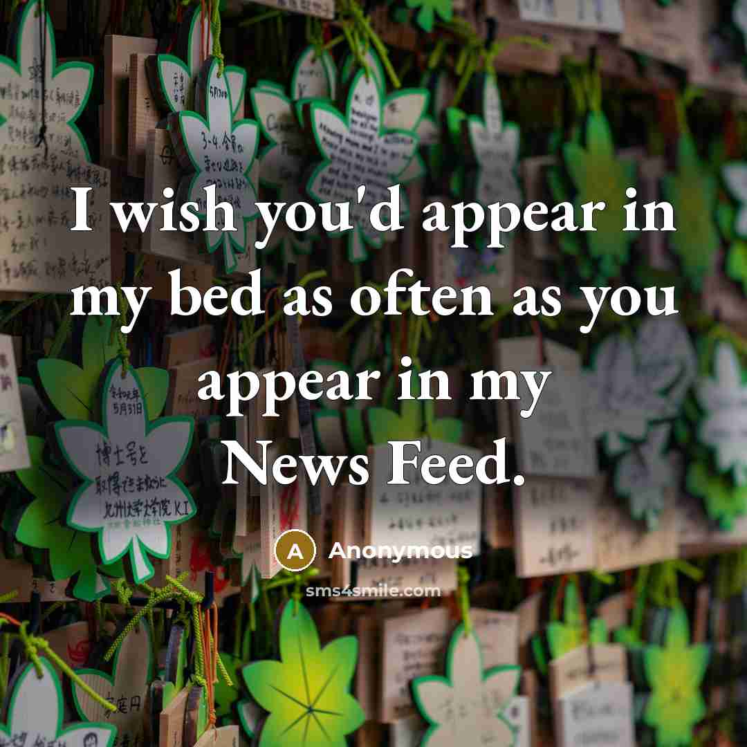 “I wish you'd appear in my bed as often as…” quote by Anonymous