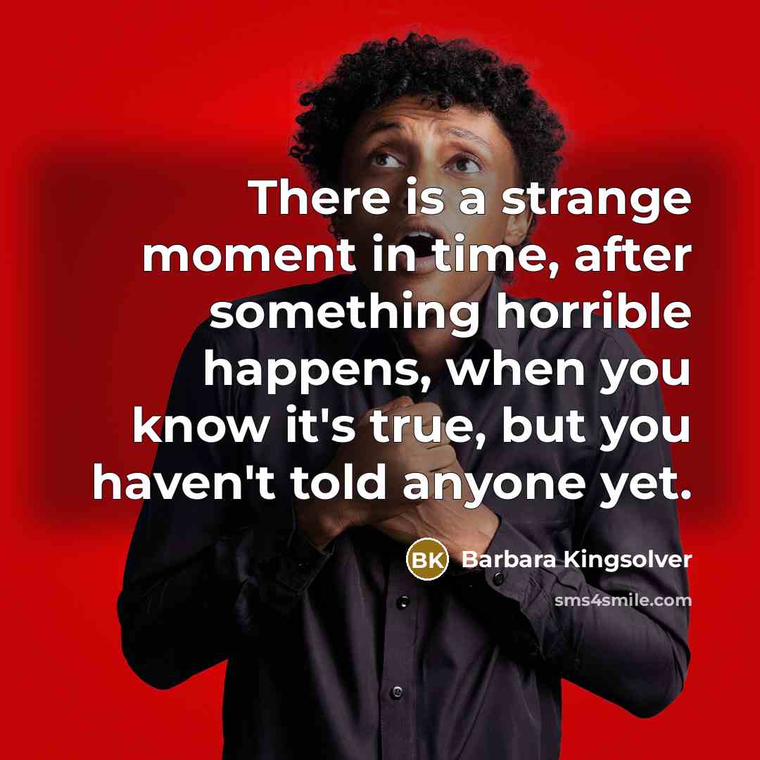 “There is a strange moment in time, after something horrible…” quote by Barbara Kingsolver