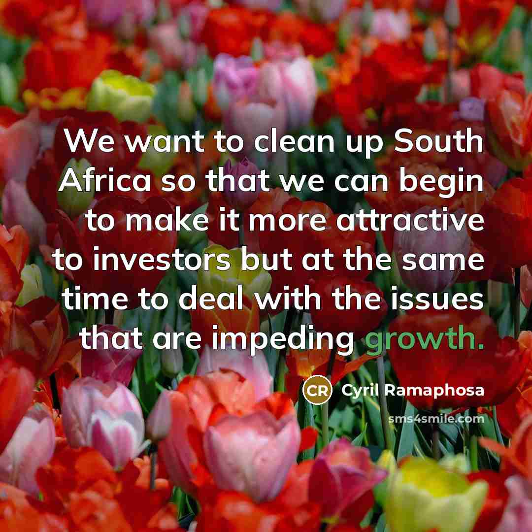 “We want to clean up South Africa so that we…” quote by Cyril Ramaphosa