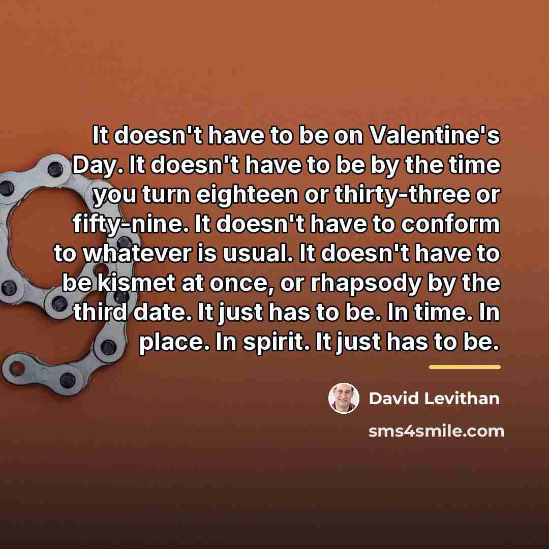 “It doesn't have to be on Valentine's Day. It doesn't…” quote by David Levithan