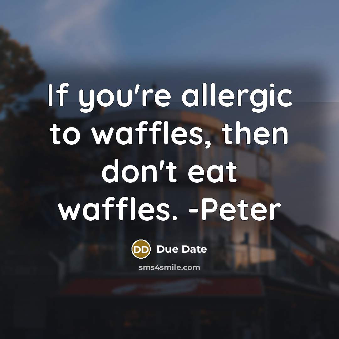 “If you're allergic to waffles, then don't eat waffles. -Peter…” quote by Due Date