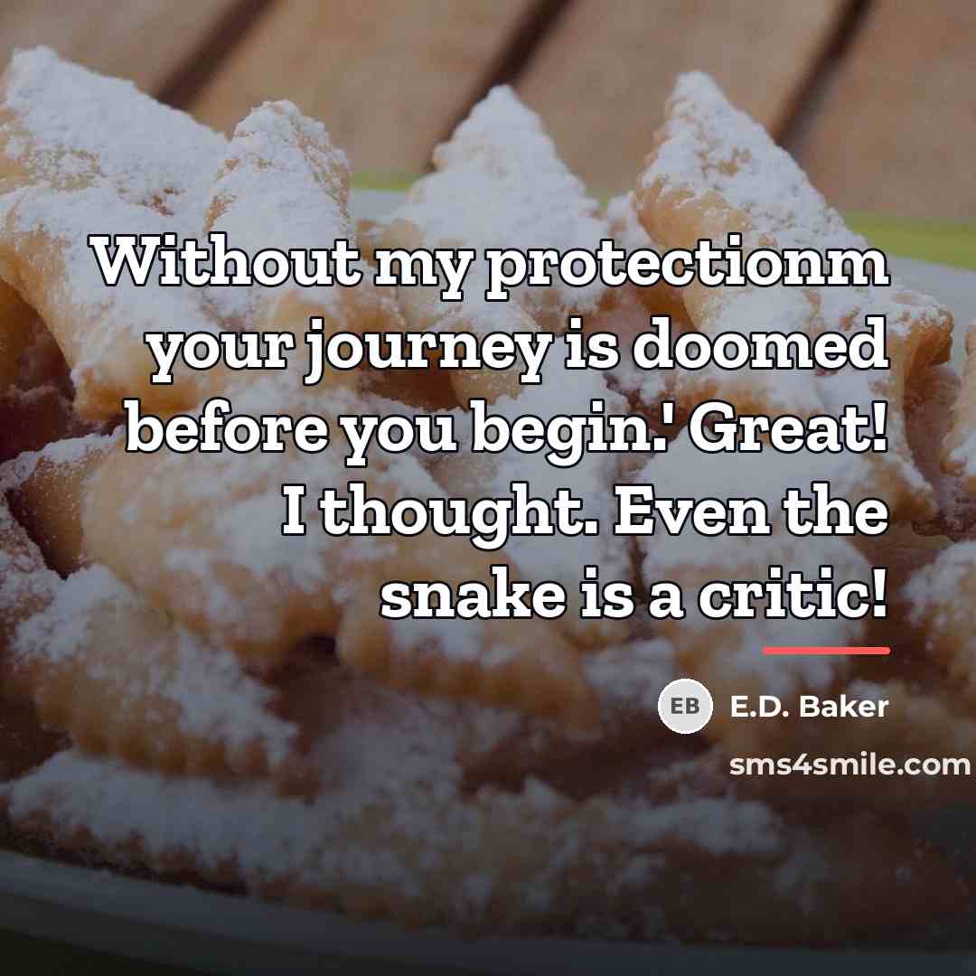 “Without my protectionm your journey is doomed before you begin.'…” quote by E.D. Baker
