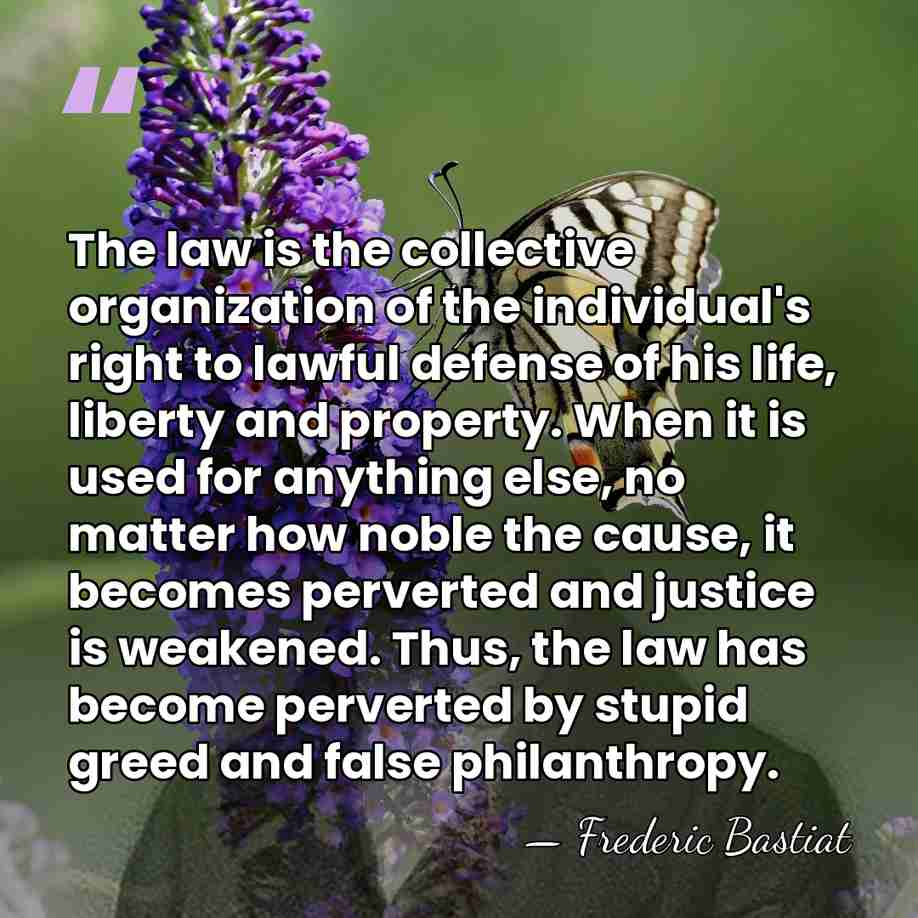 The law is the collective organization of the individual's right to lawful&hellip; - Frederic Bastiat