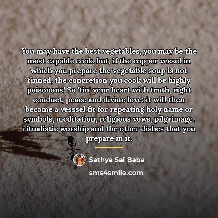 “You may have the best vegetables, you may be the…” quote by Sathya Sai Baba