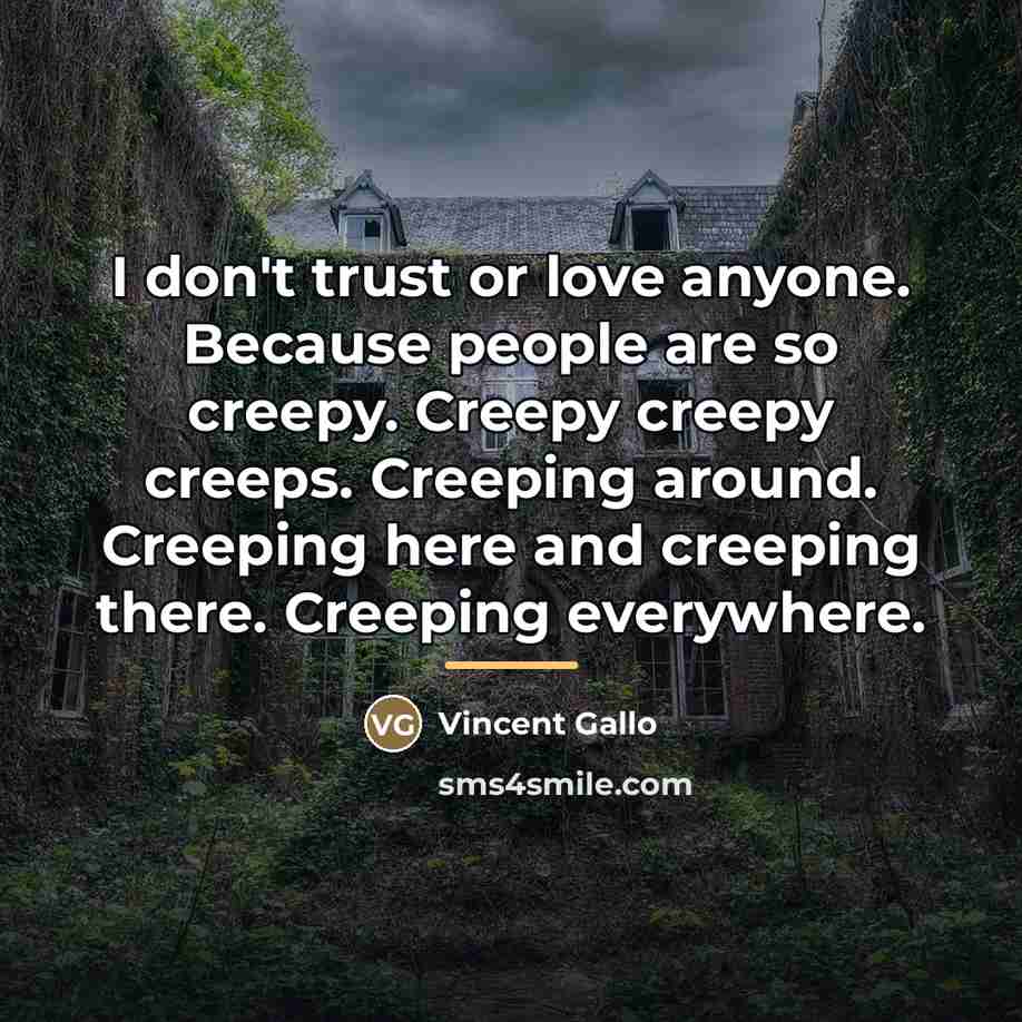 “I don't trust or love anyone. Because people are so…” quote by Vincent Gallo