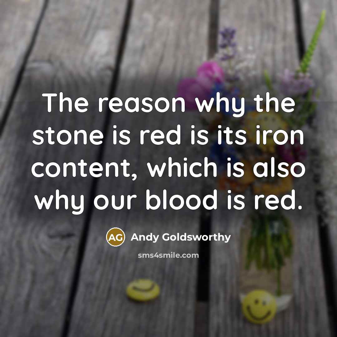 “The reason why the stone is red is its iron…” quote by Andy Goldsworthy