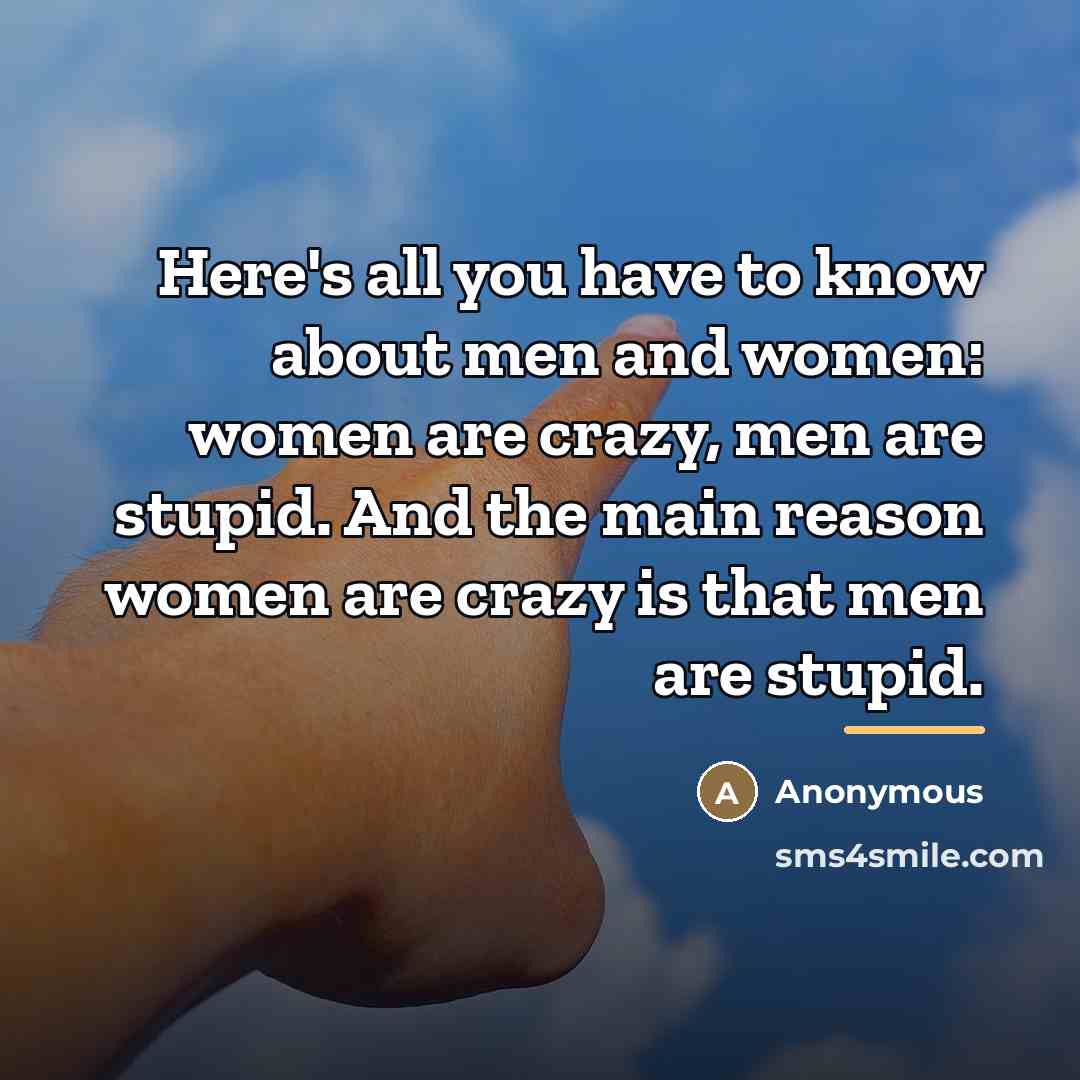 “Here's all you have to know about men and women:…” quote by Anonymous
