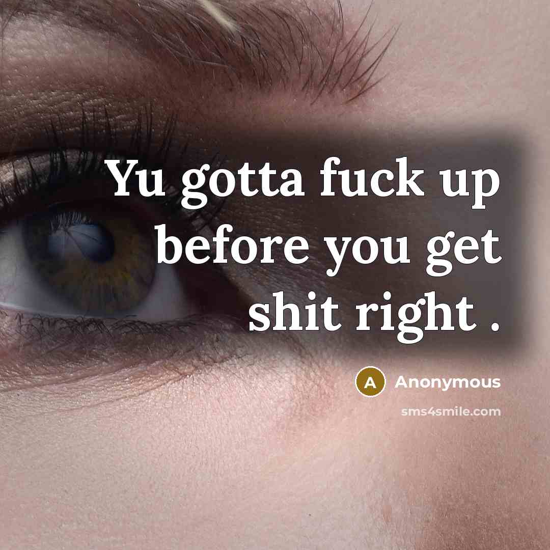 “Yu gotta fuck up before you get shit right .…” quote by Anonymous