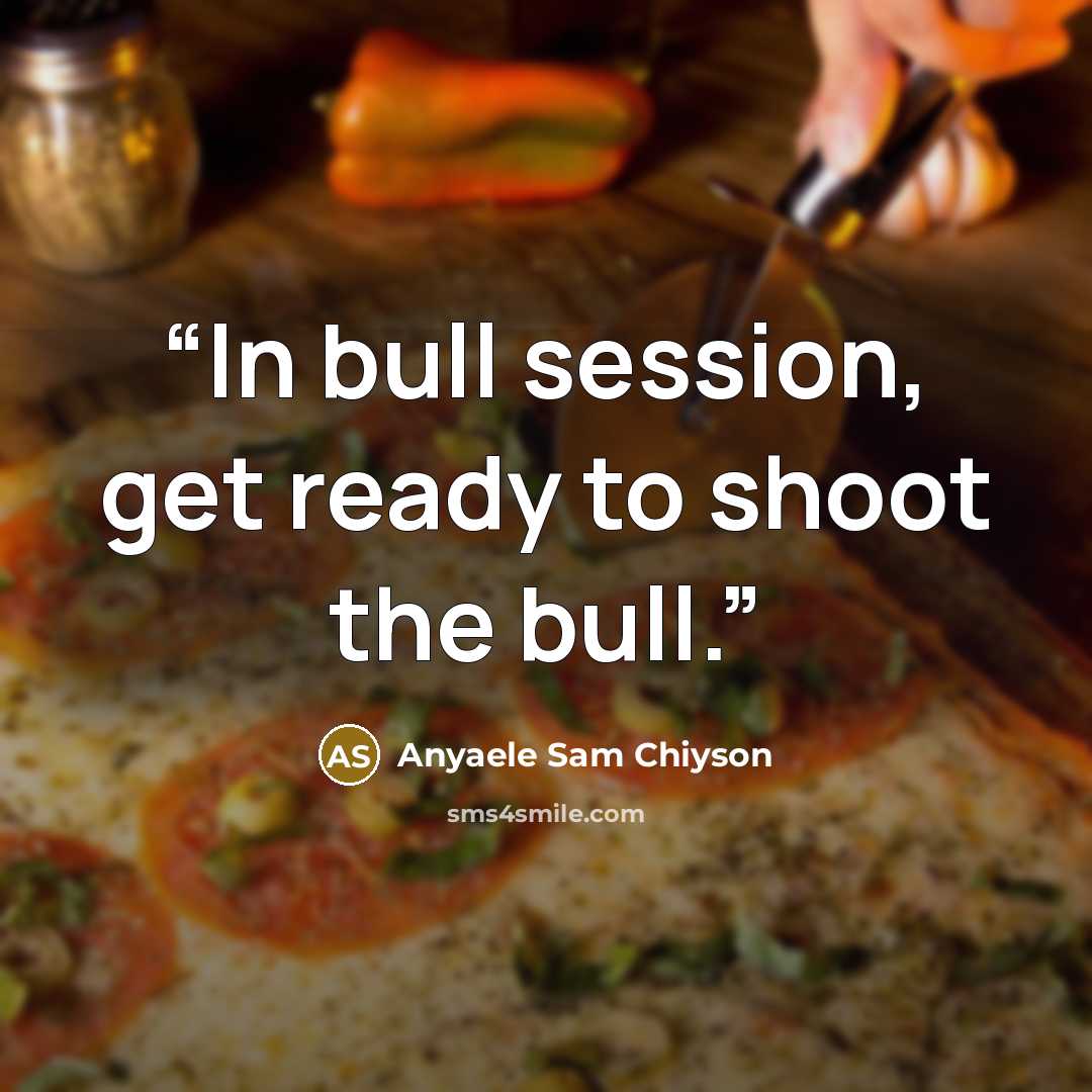 “In bull session, get ready to shoot the bull.” quote by Anyaele Sam Chiyson