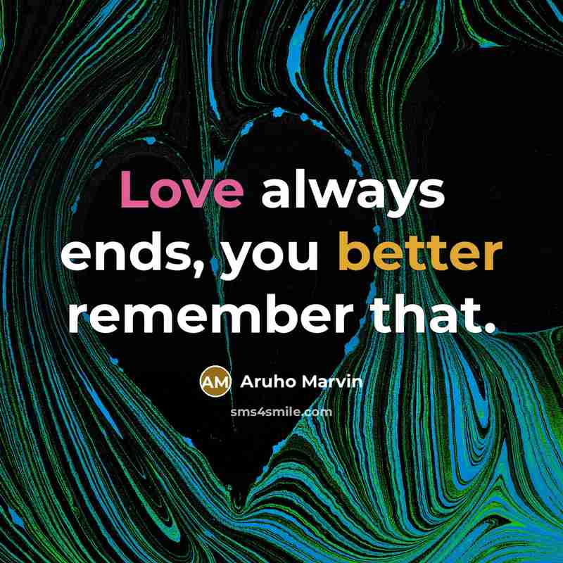 “Love always ends, you better remember that.” quote by Aruho Marvin