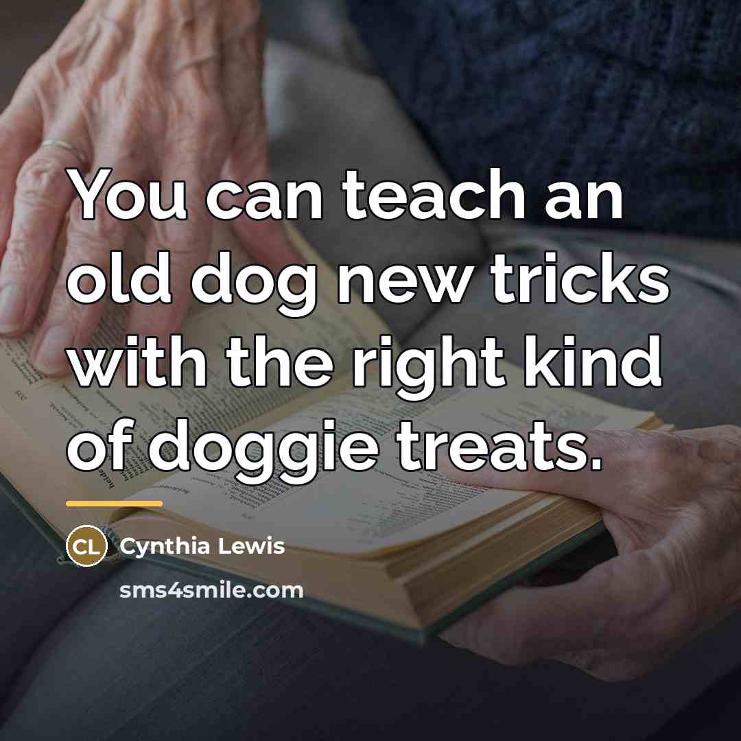 “You can teach an old dog new tricks with the…” quote by Cynthia Lewis